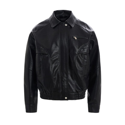 Jacket Bomber cuir Aviateur - Noir