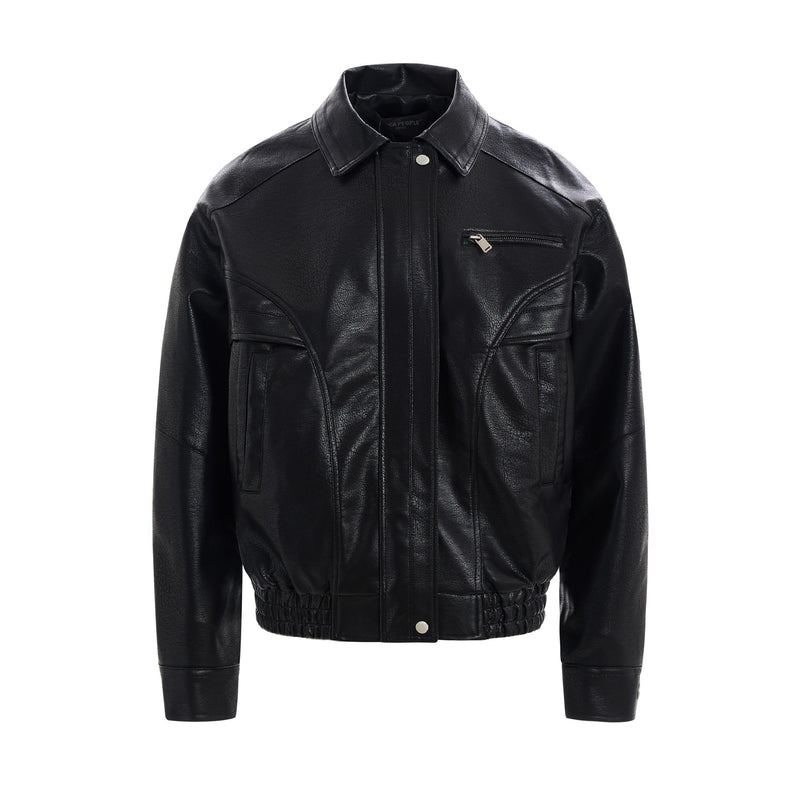 Jacket Bomber cuir Aviateur - Noir
