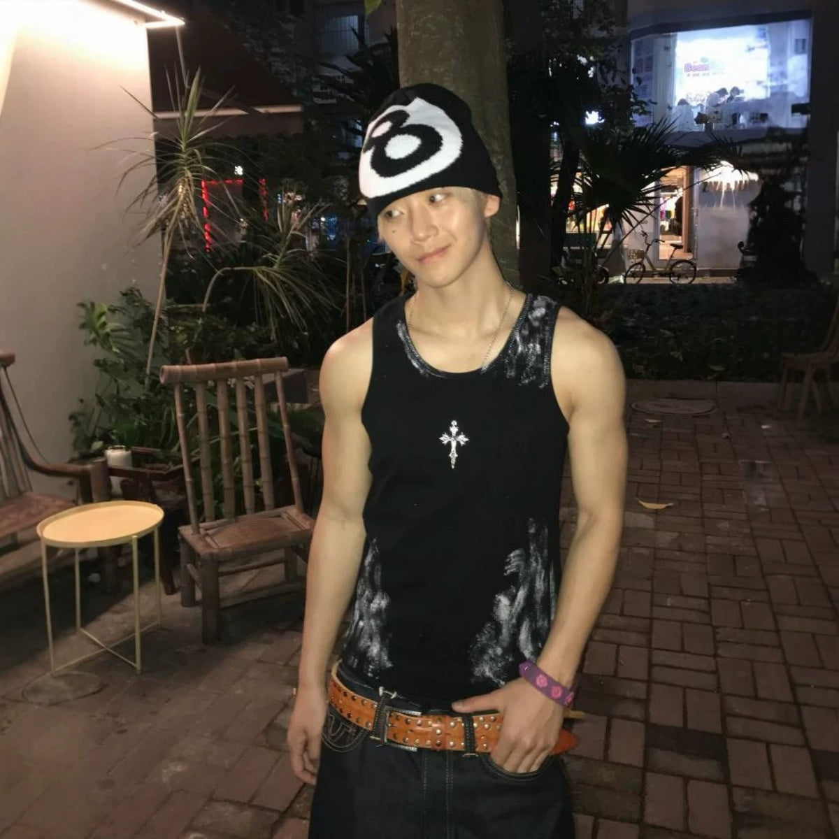 GY Cross-border American Yabi-style cross-pattern ribbed tank top