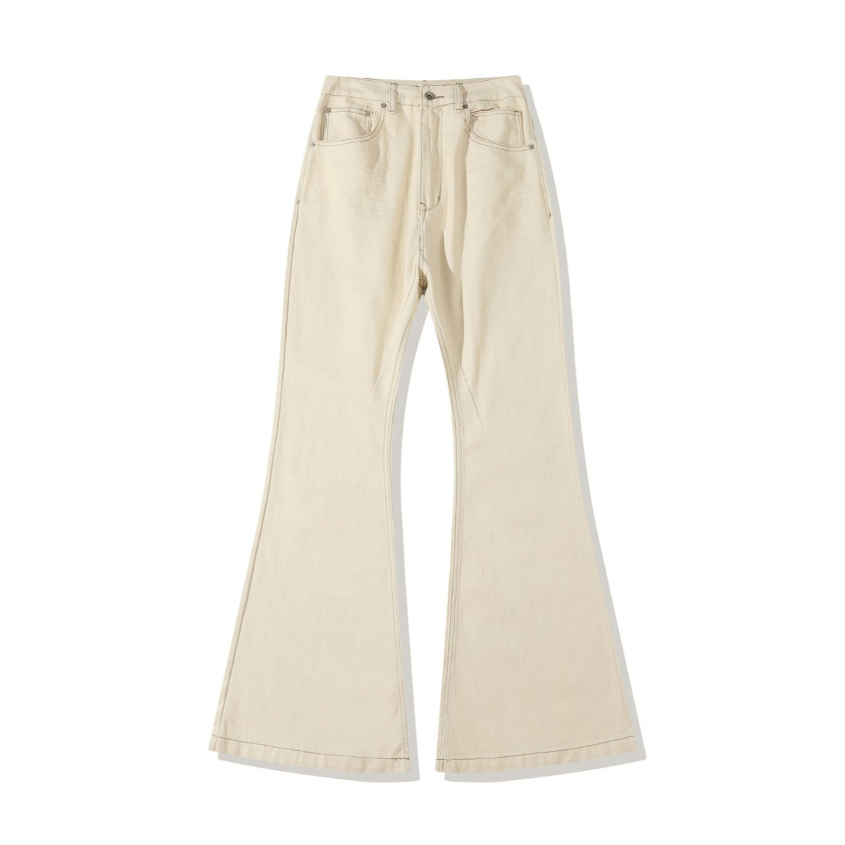 Jean Stytched Flared Beige