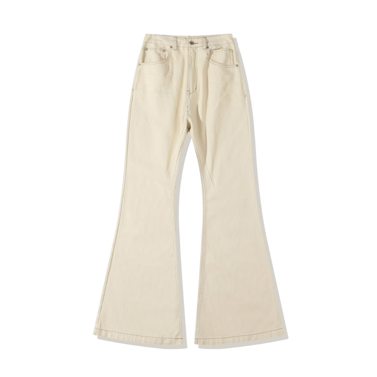 Jean Stytched Flared Beige