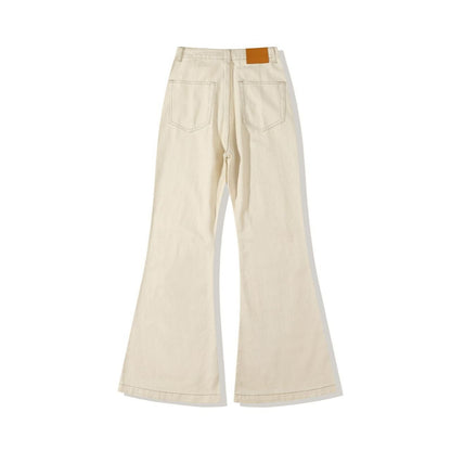 Jean Stytched Flared Beige